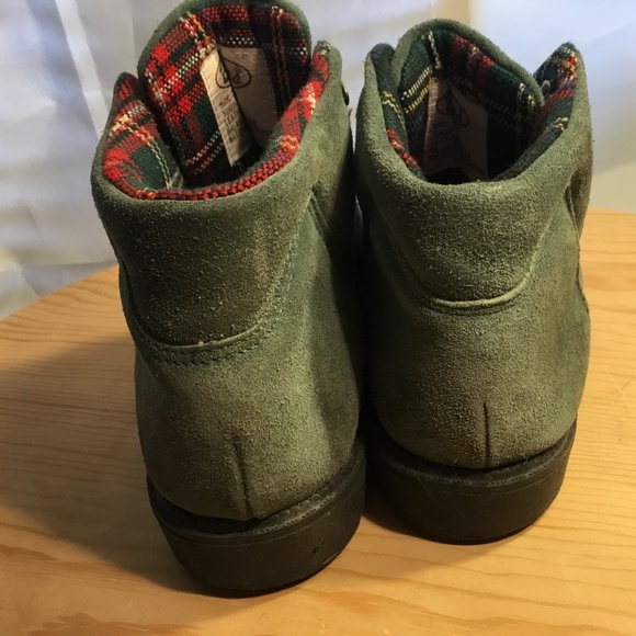 Vintage Bass Boots Women's 7.5 M Ankle Booties Green Suede Almond Toe Lace Up - Picture 3 of 9